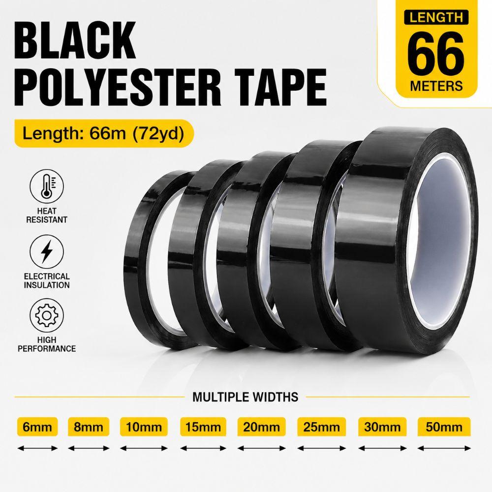 66 Meters Coding Tape Black Mylar Tape Strong Adhesive Marker Line Tape