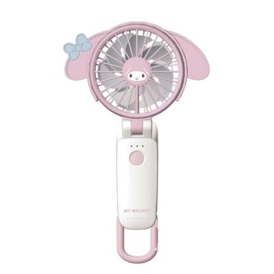 RHYTHM Коллаборация с персонажами Sanrio Портативный ручной вентилятор, мощный, портативный, USB-C, поток воздуха, 3 режима ветра, (Моя мелодия)