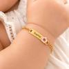Индивидуальный браслет с именем и цветком для малыша, Позолоченный 18K браслет с цветочной ID-планкой для детей, Водонепроницаемый, Не тускнеющий, Подарок на день рождения