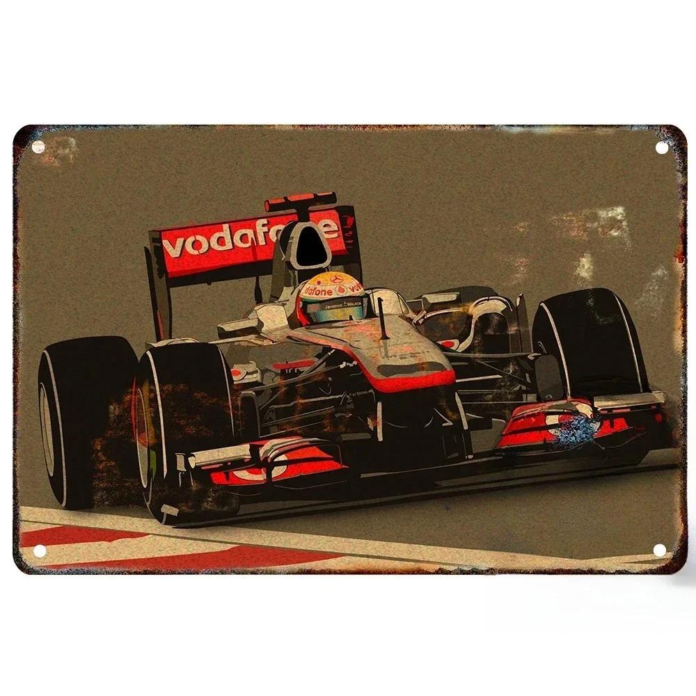 Metal Tin Metal Poster F1 Racing Tin Sign Metal Plaque Poster for Bar Club Wall Decor Retro Bedroom Vintage Wall Plate Pendant