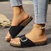 One-word Slippers Women's New Beach Open-toed Flat-bottomed Cool Slippers Women's Large-size Women's Sandals