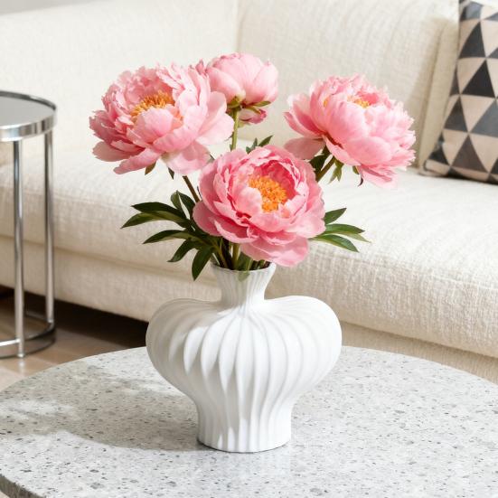 Керамическая ваза для цветов в рубчик Yousheng Минималистичная современная ваза-контейнер для цветов Домашний офис Настольное украшение Декоративная ваза для цветочных растений