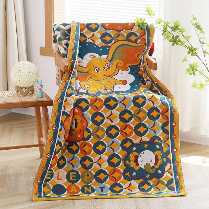 Extra Large Cotton Gauze Cartoon Bath Towel - Soft, Quick-Drying for Adults & Kids