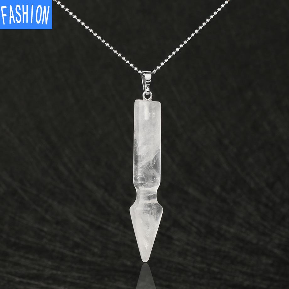 Ожерелье с подвеской из натурального полудрагоценного камня и кристаллами