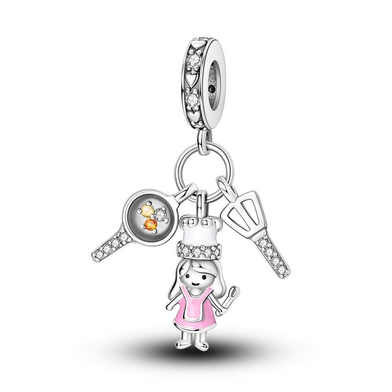 Copper Original Pink Series Charms Perfume Butterfly Beads Pendent Dangle Fit Bangle Charm Bracelet Diy Women Jewelry Gift