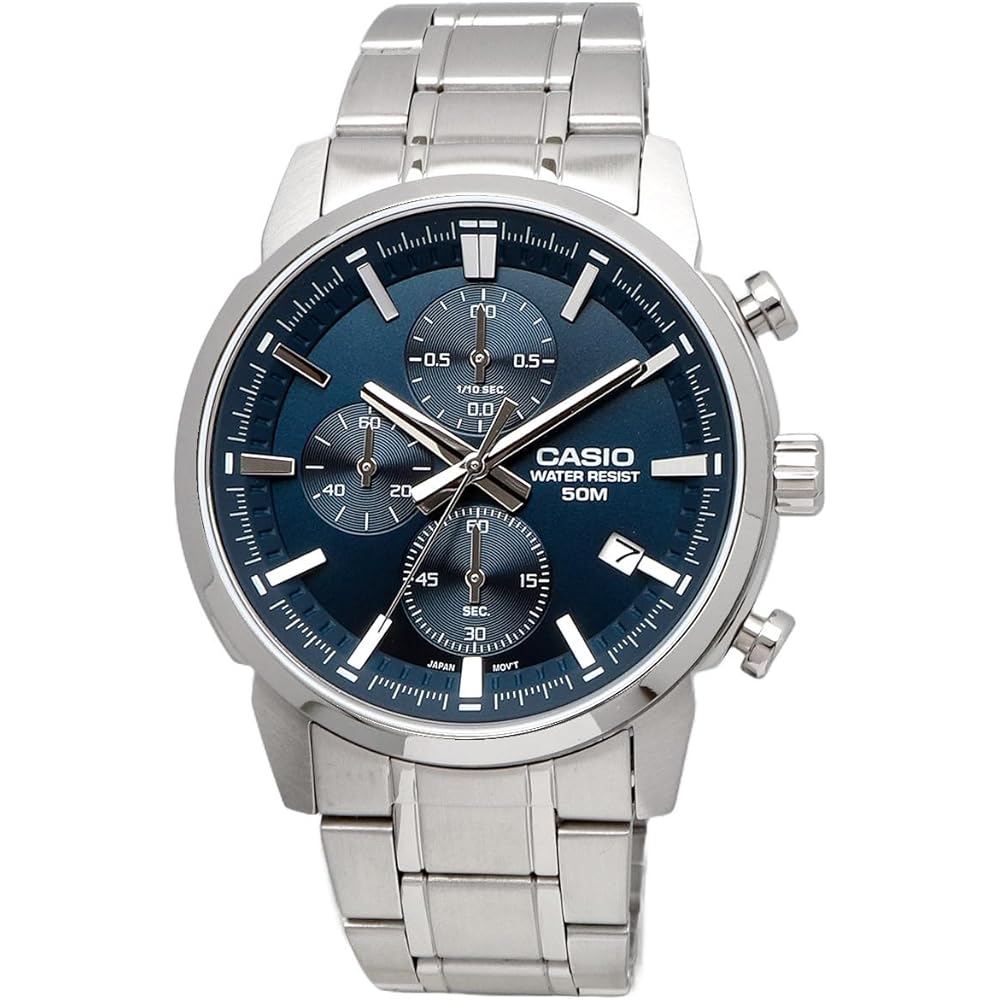 Casio Standard Men's Quartz Watch 1/10 Second Chronograph Blue MTP-E510D-2A2V