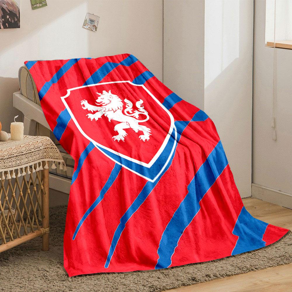 Red Lion Crest on Bold Stripes print blanket soft and cozy perfect for the living room bed sofa or a nap,gift