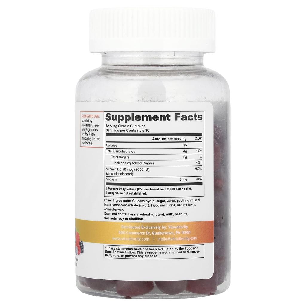 Vitamin D3 Gummies, Berry, 60 Gummies (25Mcg per Gummi)