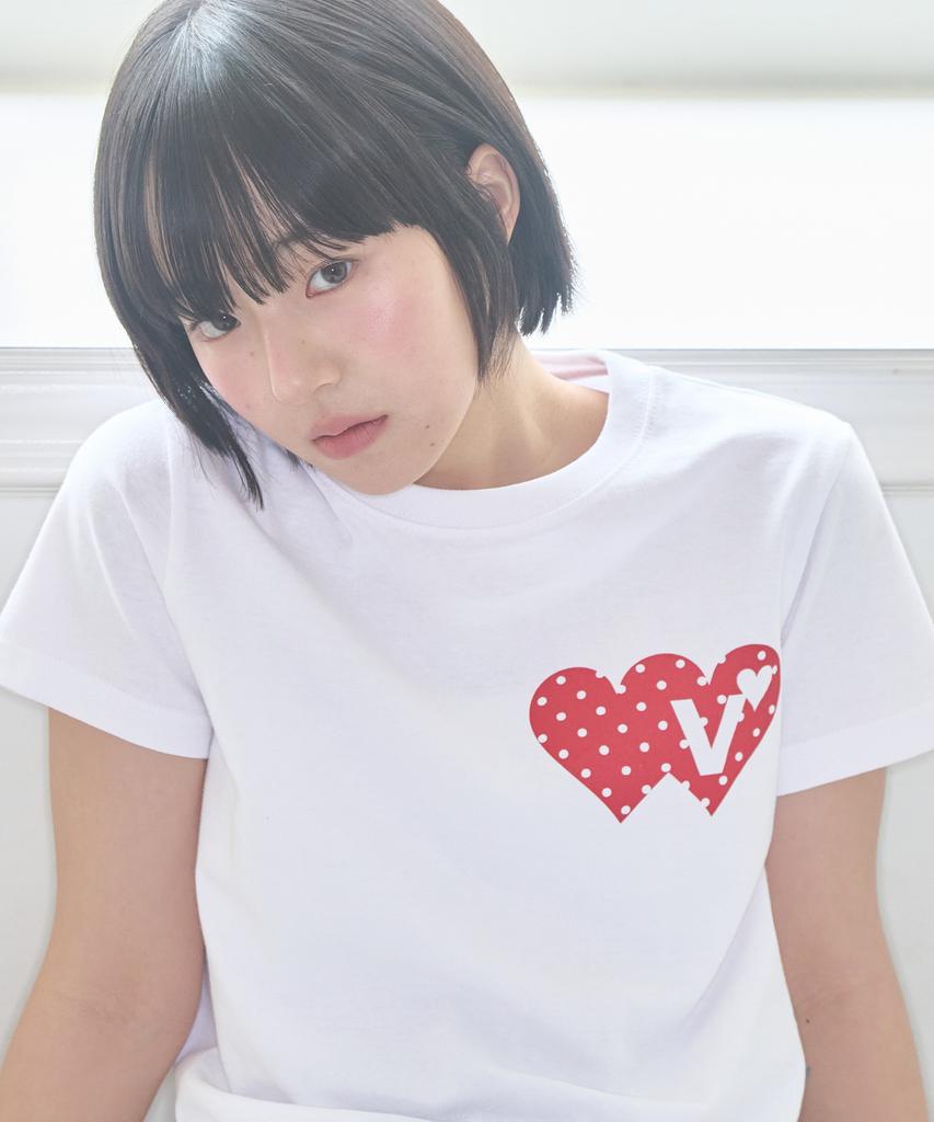 VIDEO JOCKEY Double Heart T-Shirt [White]