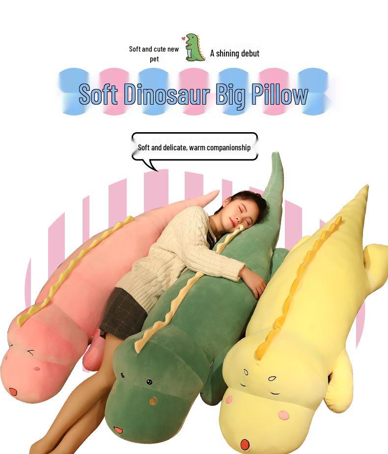 Soft Crocodile & Dinosaur Plush Body Pillow for Girls - Back Cushion & Leg-Clamping Sleeping Doll
