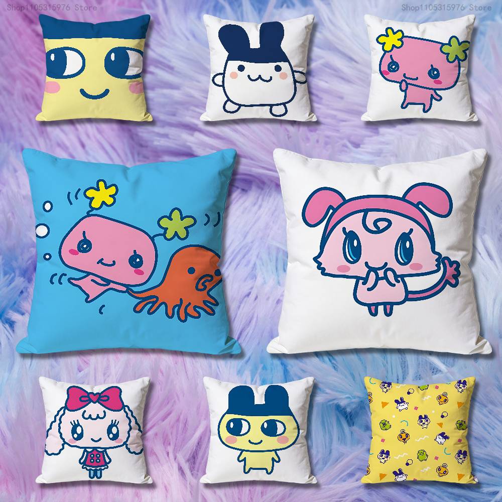 TTamagotchi Cute MMametchi Anime Celebrity Merchandise AllMatch Printed Pillow Case Sofa Car Office Room Decoration Protector