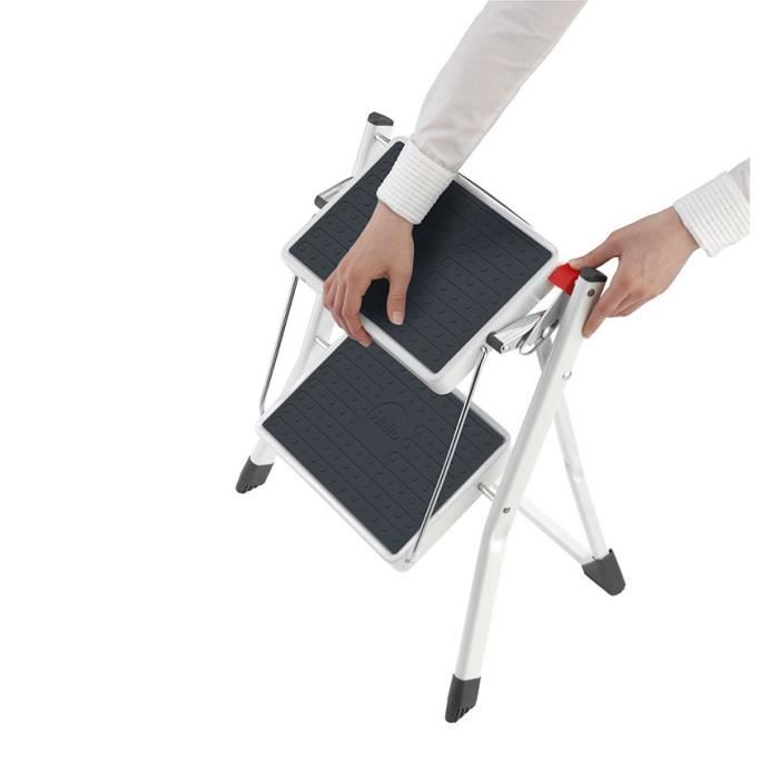 Hailo Escabeau 2 Marches 45 cm Acier Echelle Pliable Travaux Jardin Atelier 416250