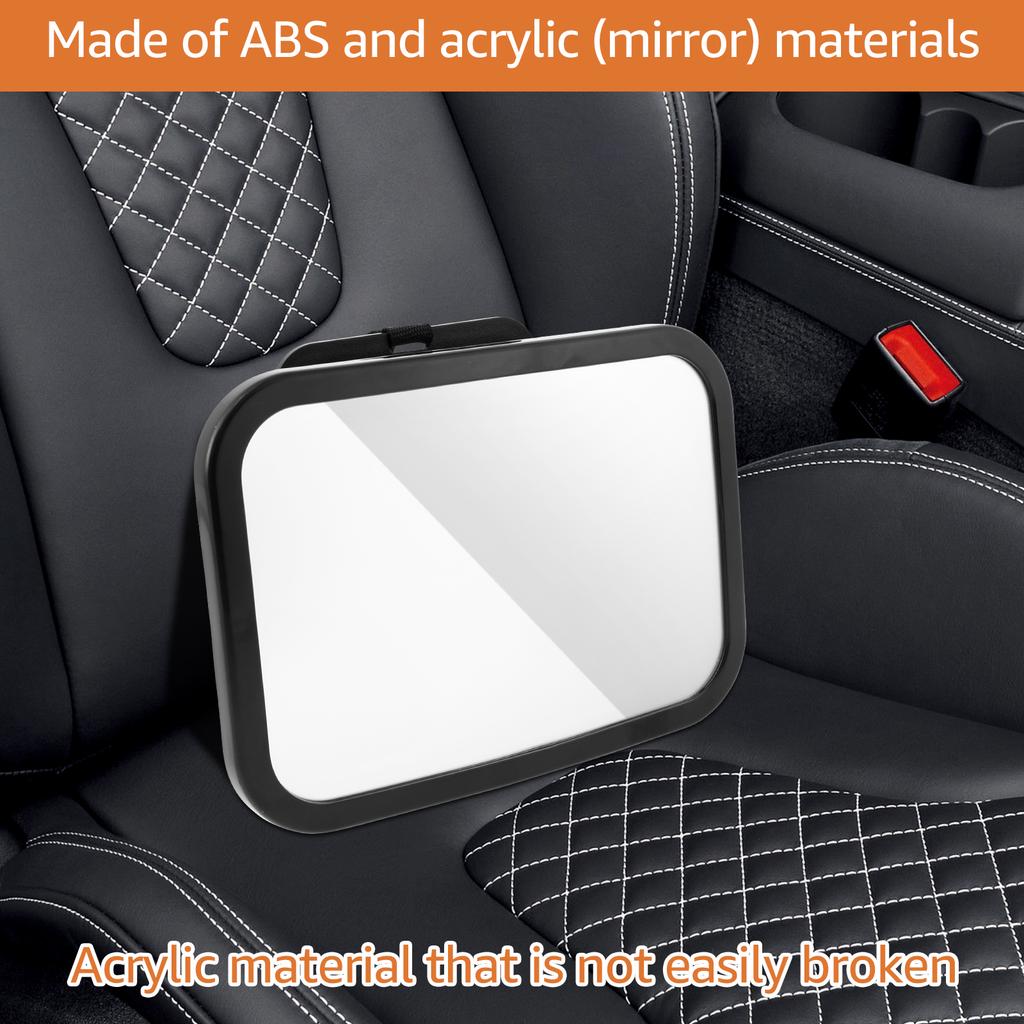 Детское автомобильное зеркало с регулируемым ремешком, небьющееся акриловое зеркало для детского автокресла, зеркало для детского автомобиля с широким обзором, зеркало заднего вида для автомобиля