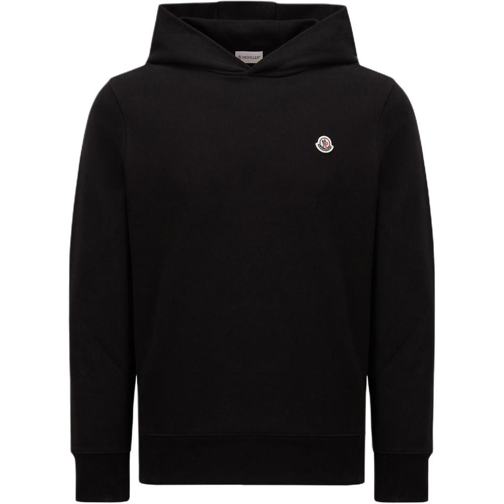 Moncler Solid Color Logo Patch Hooded Sweatshirt Men sweatshirt Black K1-091-8G00035-89AUJ-999