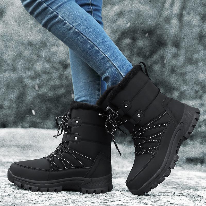 Anti-slip Winter Snow Boots Women Fashion High-top Boots Plush Cotton Shoes Ladies Outdoor Walking Hiking Shoes