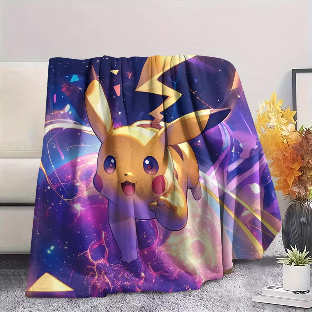 Pikachu Print Flannel Blanket, High quality Comfortable for All Seasons, Home Decor, Warmth and Comfort