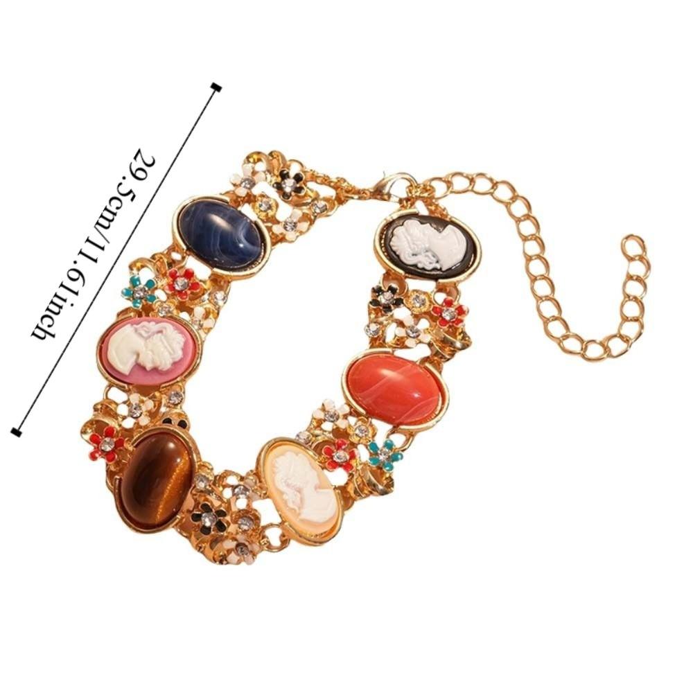 Rhinestone Baroque Bracelet Resin Women's Hand Bracelet Retro Enamel Bangle  Women Girl