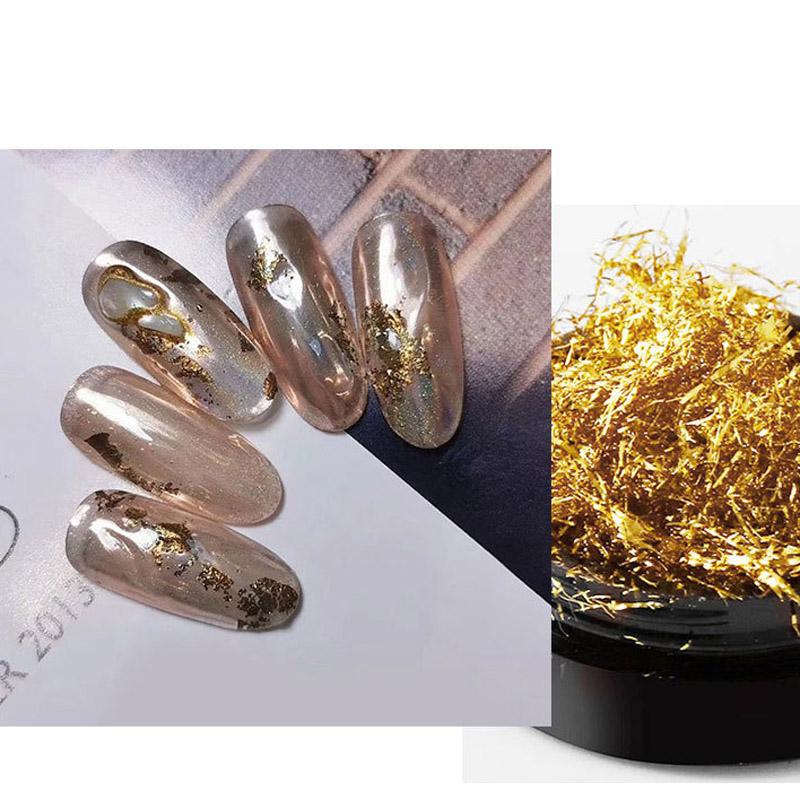 1 шт., блестящая фольга для ногтей, блестки, нерегулярный алюминиевый золотой дизайн, набор, блестящие хлопья, гель, аксессуары для маникюра «сделай сам»