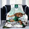 1pc Lion Soccer Player Green Uniform Flannel Blanket Soft Warm Throw Blanket for Bedroom Living Room Bed Travel Camping Picnic Gift. MT7150122