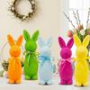 Декор Easter Bunny из вспененного материала, флокированный, Пасхальный стоящий кролик со бабочкой, Пасхальный centerpiece, Настольная фигурка кролика
