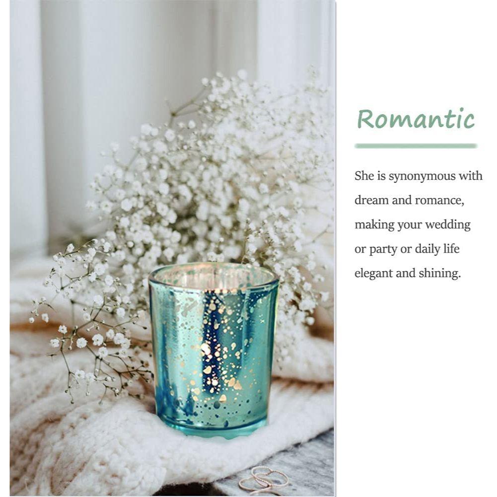 Стеклянные синие ртутные подсвечники для чайных свечей для Дивали и Рождества (Упаковка из 6 шт.) - Предмет для подарка для декора дома, Украшение