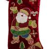 Handmade Beaded Santa Christmas Red Stocking – 21” Large Velvet Holiday Decor Fireplace Stocking Santa Claus Christmas Decoration & Gift Bag