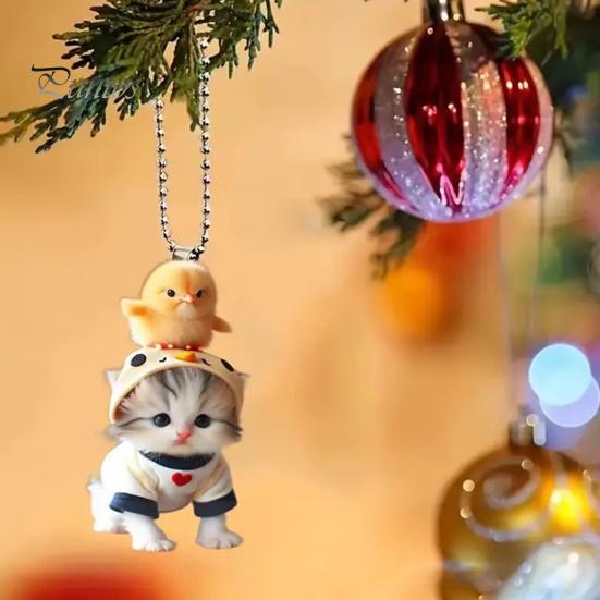 Подвеска в виде кошки, подвесное украшение для автомобиля, реалистичное животное, кошка, зеркало заднего вида, подвесной декор, акриловый автомобильный шарм, подарок на вечеринку и фестиваль для автолюбителей