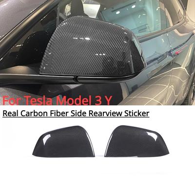 Накладка на зеркало заднего вида для Tesla Model 3 Model Y 2024 Аксессуары Накладка из настоящего углеволокна на боковую дверь Защитная деталь для автостайлинга