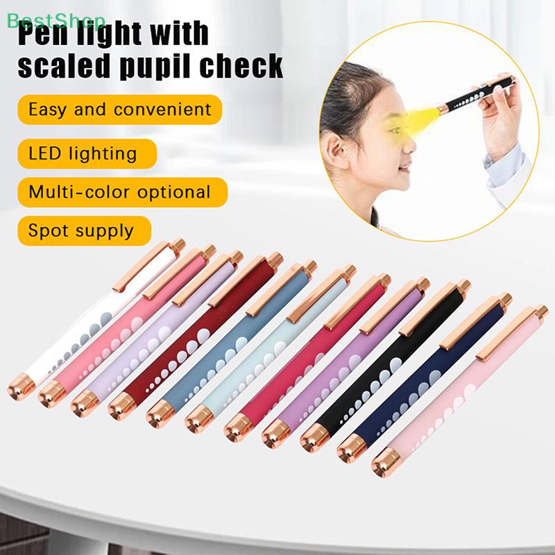 LED Medical Penlight Flashlight With Pupil Gauge Pocket Clip Pen Light For Doctor Nurse Diagnosis