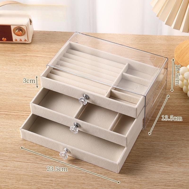 Бархатная шкатулка для украшений с антиокислительным покрытием, прозрачное акриловое хранилище для сережек, ожерелий и колец