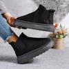 Women's Snow Boots   Short Tube Thick Sole Thickened Cotton Shoes a Step Plus Velvet Autumn and Winter Fashion Short Boots