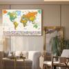 World Map-Countries with Cities,Polyester Wall Hanging,for Kids' Room,Living Room,Dorm,Educational Decor,Wall Art,Travel Tools