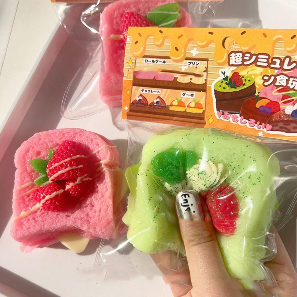 Изысканная двухслойная клубничная тостовая сквиши-игрушка, медленно поднимающаяся, имитация фруктового хлеба, десерт, сжимаемая игрушка, снятие стресса, фиджет