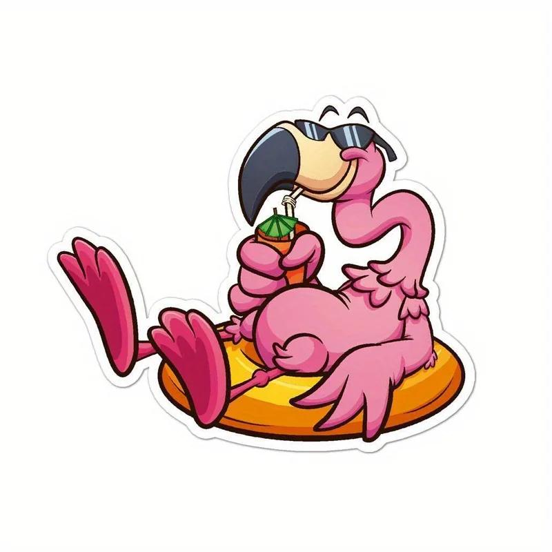 Забавные наклейки на автомобиль с фламинго, водонепроницаемые наклейки на заднее стекло автомобиля, украшение на бампер, топливный бак мотоцикла, корпус скутера, прочные наклейки