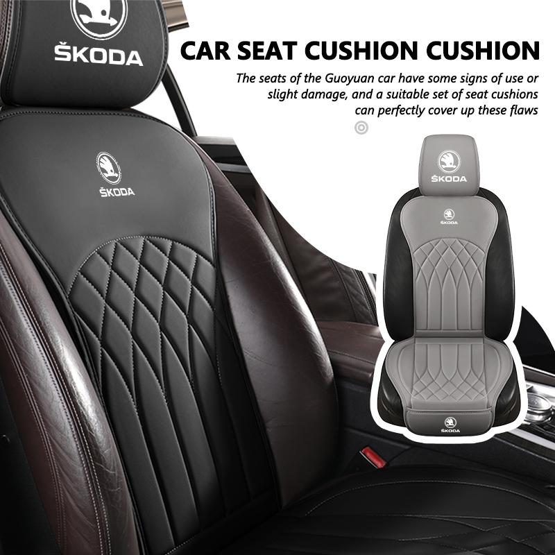 AAAAT1 For Skoda Leather Car Seat Cushion Breathable Headrest Seat Protect Mat Accessories Octavia A5 A7 RS Fabia Superb Rapid Karoq