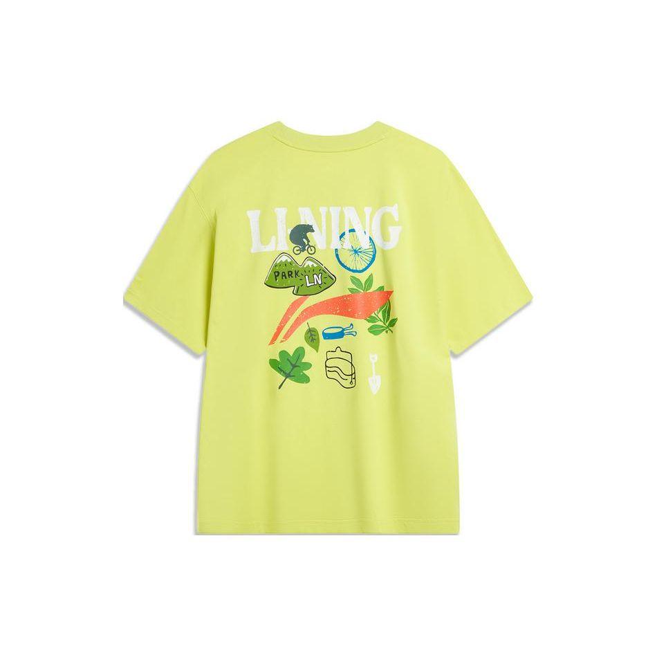 Li Ning Cooling Tea T быстросохнущая прохладная антибактериальная уличная повседневная футболка с круглым вырезом и коротким рукавом с заниженной линией плеч унисекс топы AHSU667-3