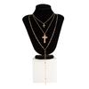 3Pcs/Set Colorful Crystal Cross Pendant Necklace for Men Hip Hop Adjustable Choker Collar Chain Christian Jewelry Accessories