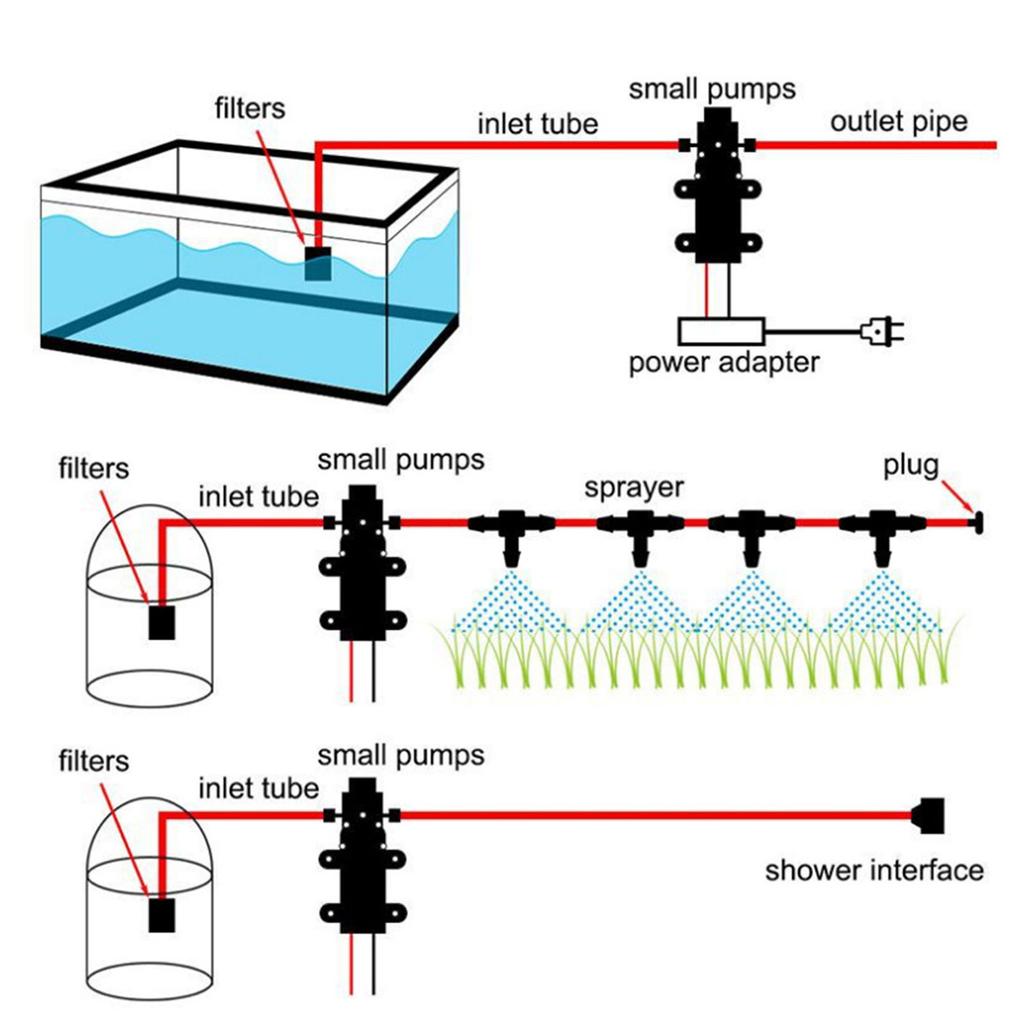 12 В 60 Вт Микродиафрагменный насос Электрический насос давления пресной воды Самовсасывающий водяной насос Способен работать всухую