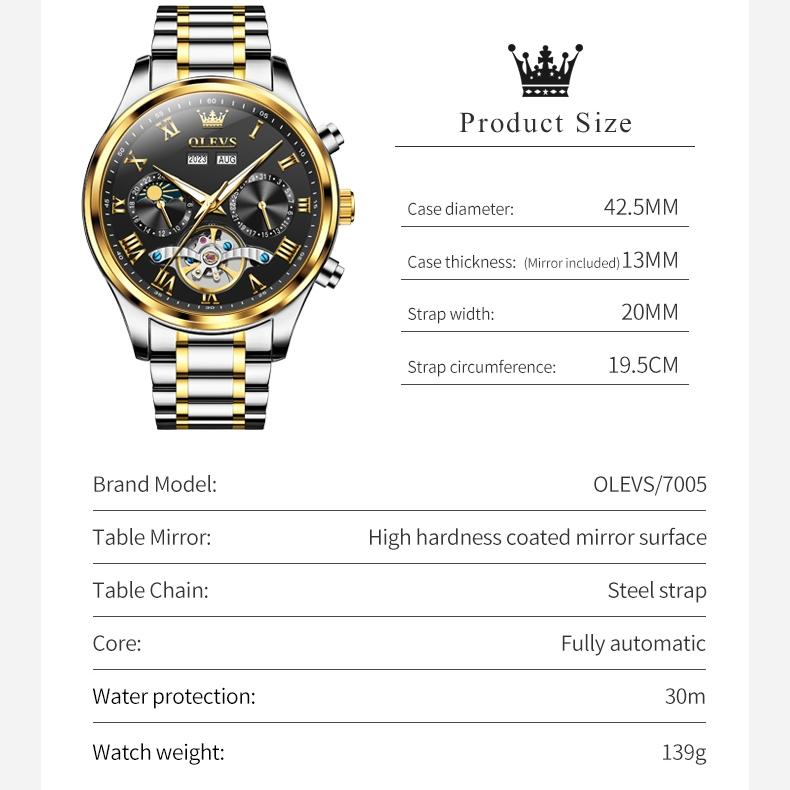 OLEVS New Multi-functional Mechanical Watch Automatic Business Trend Waterproof Men's Watch Men's Watch