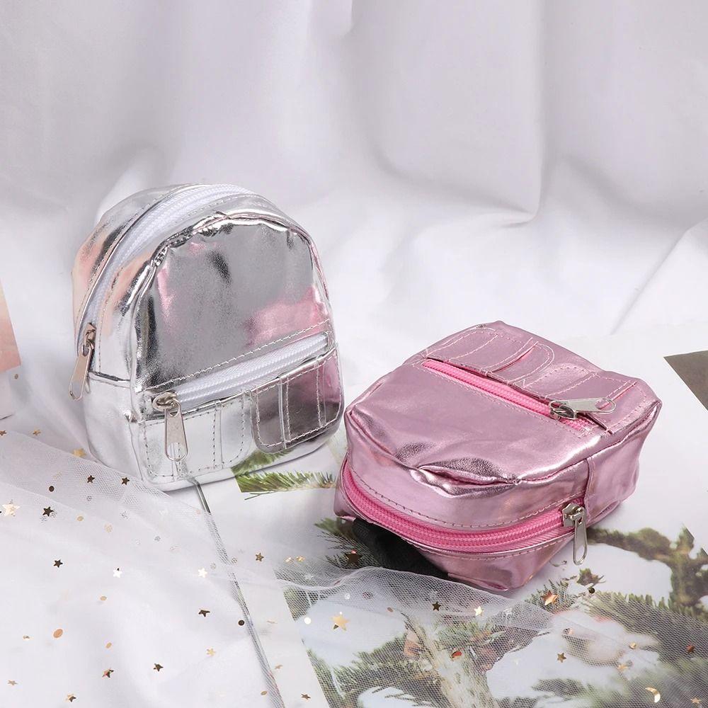 Girl Schoolbag 18inches Doll Backpack Pink Silver Mini Knapsack Doll Backpack Kids Gifts