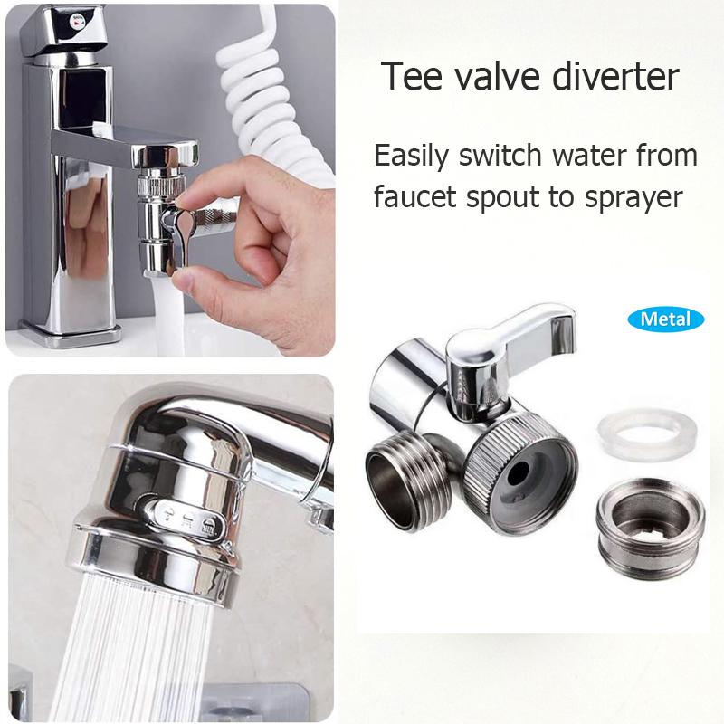 Faucet External Shower Head Bathroom Kitchen Faucet Splitter Set Basin Tap Diverter Valve Shower Nozzle Set for Salon