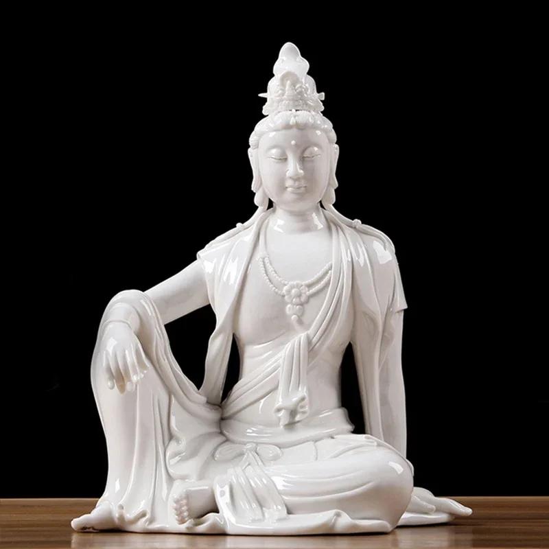 Керамическая скульптура Цзин Сы Гуань Инь. Крупногабаритная трехмерная скульптура ручной работы. Высококачественные аксессуары для украшения дома.