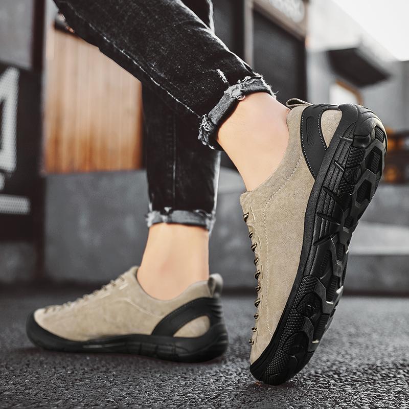 Men's Genuine Leather Shoes Outdoor Non-slip Sneakers Breathable Large Size Casual Shoes Fashion Flats Boat Shoes Men Loafers