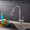 Kitchen tap with pull-out spout, stainless steel, flexible, movable, silver