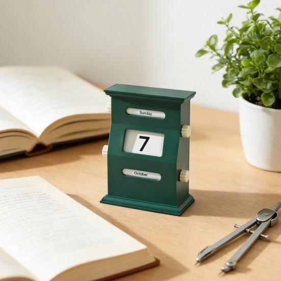 Вечный календарь в ретро-стиле, настольный календарь с вращающимся дисплеем, простая ручная настройка даты, месяца, дня, календарь