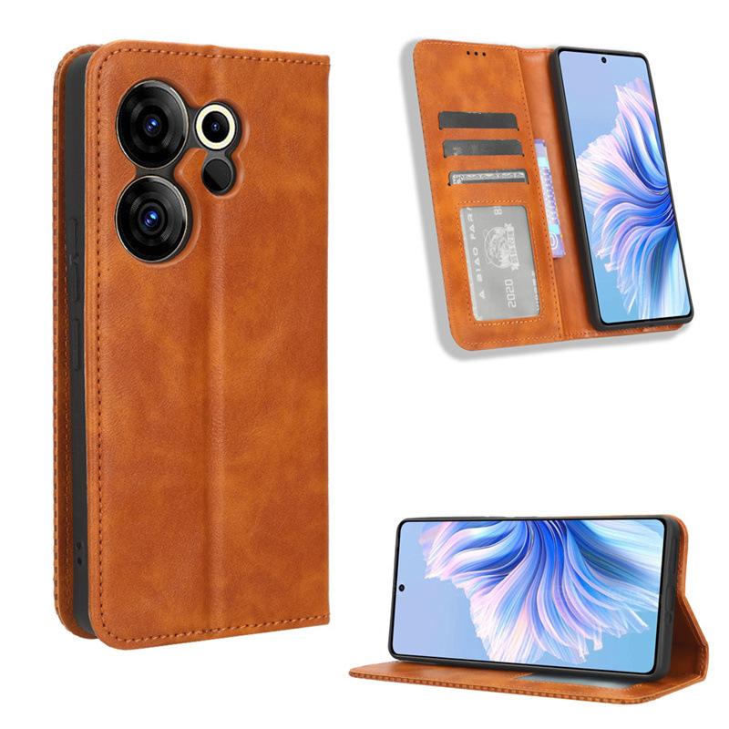 Флип-чехол для Tecno Camon 20 Premier 5G кожаный чехол [Flip Vintage Leather] кошелек противоударный прочный ретро-чехол для телефона