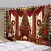 Christmas Day Party Decoration Background Cloth Christmas Tree Stove Wall Tapestry Suitable for Home Outdoor Photography