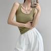 Women's Summer Outer Wear Spice Slim Sleeveless High Stretch Yo Cotton U Neck Tight Sexy Sports Bottom Tank Top