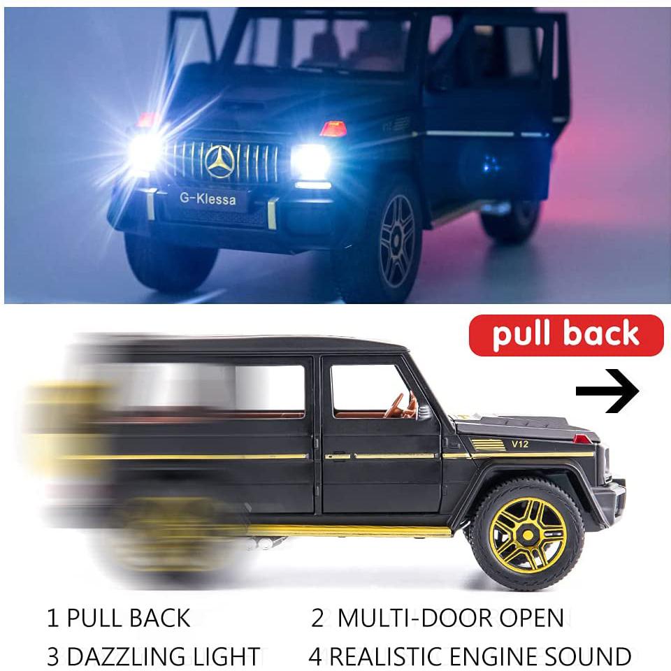 1/24 масштаб Benz G63 AMG модель автомобиля, игрушечный автомобиль из цинкового сплава со звуком и светом для детей, подарок для мальчиков и девочек