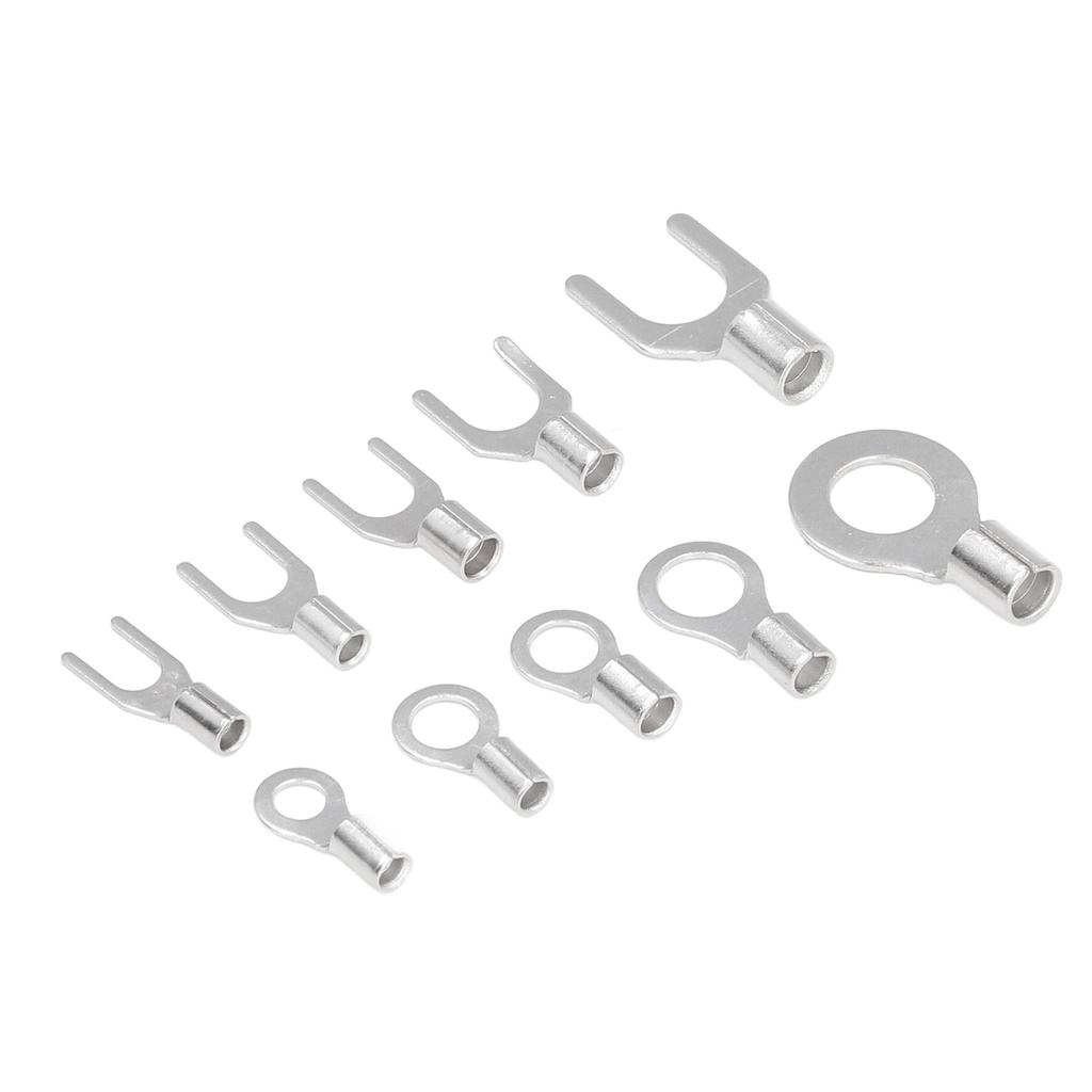 320Pcs Ring Terminal Fork Connector Kit Non Insulated Wire Lugs Battery Cable Terminals Electric Copper Crimp Fork Round
